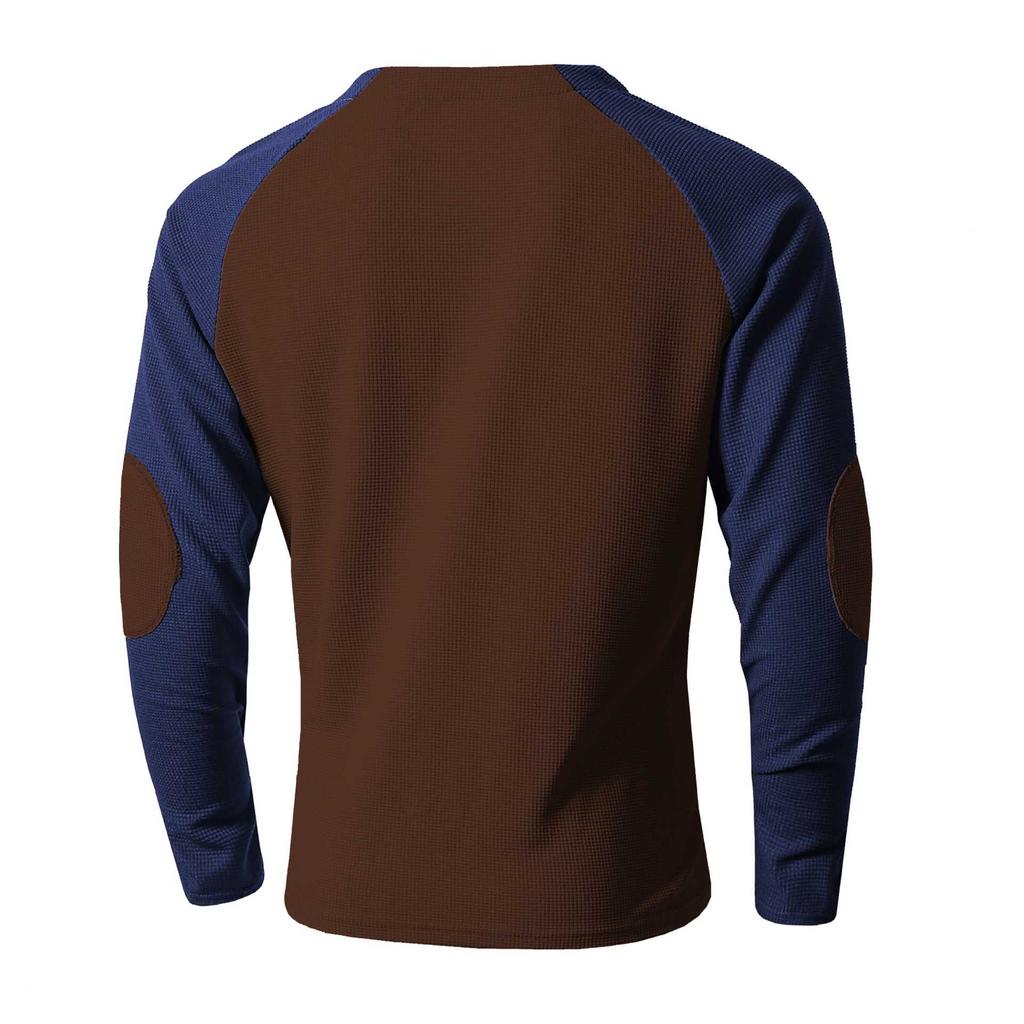 Męski Sweter Sportowy Fitness Casual Wiosna Jesień Blok Kolorów Kratka Blok Kolorów Okrągły Dekolt Wygodny Przyjazny dla Skóry Oddychający Top