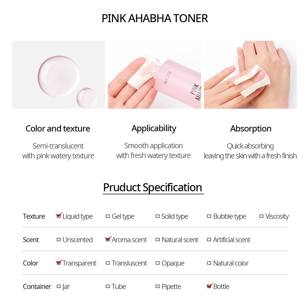 NACIFIC Rosa AHA BHA Toner 150ml, Hyaluronsyre, Salisylsyre, Vannmelonekstrakt