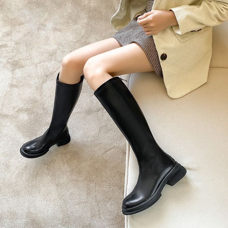 European knight boots long boots but versatile high knee age high boots thick sole