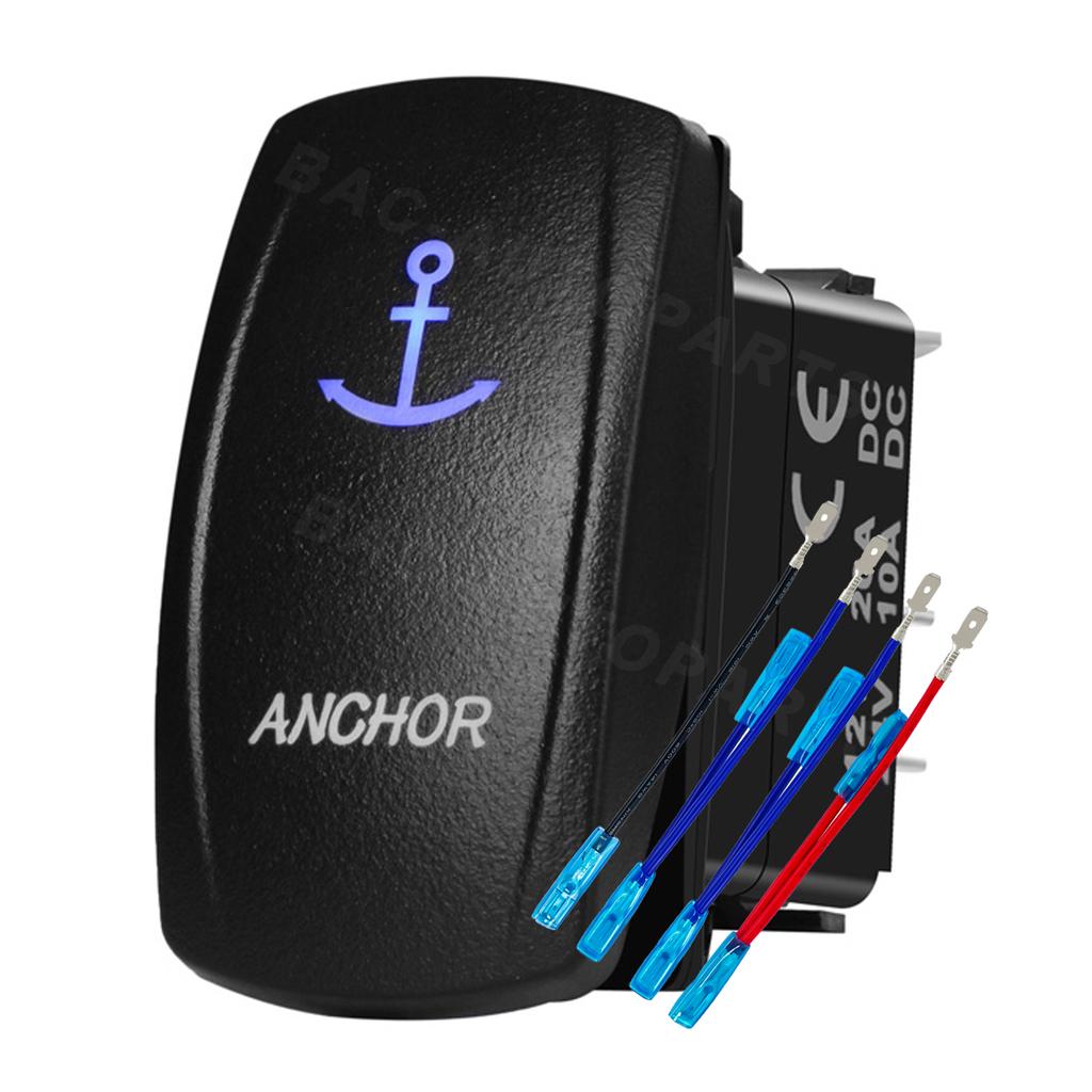12V 24V Boat Trim Tabs Switch (ON)-OFF-(ON) Momentary Rocker Switch Waterproof Blue Light ON-OFF Toggle Switch With Harness Switches4