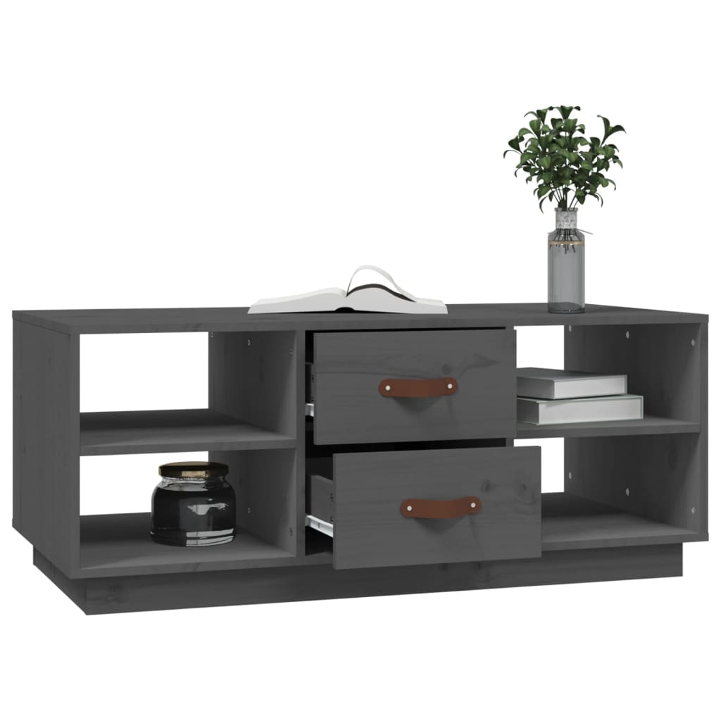 Vidaxl Stolik Kawowy, Szary, 100X50X41 Cm, Lite Drewno Sosnowe