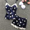 European and American new satin lace polka dot suspender shorts sex suit