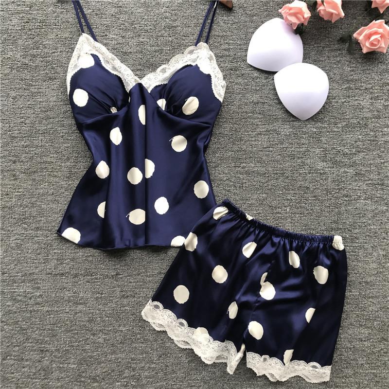 European and American new satin lace polka dot suspender shorts sex suit