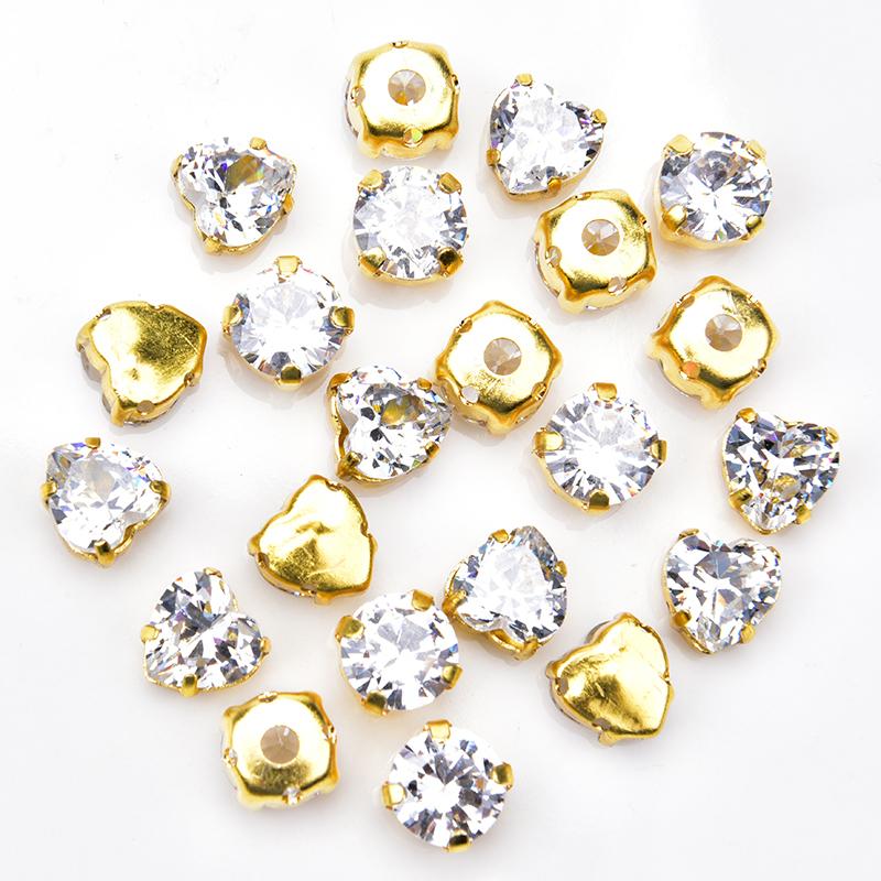 5A-Grade Zircon Mix Shape/Size/Color Rhinestones In Gold Claw Super Flash Crystal Sewing Luxury DIY Accessories