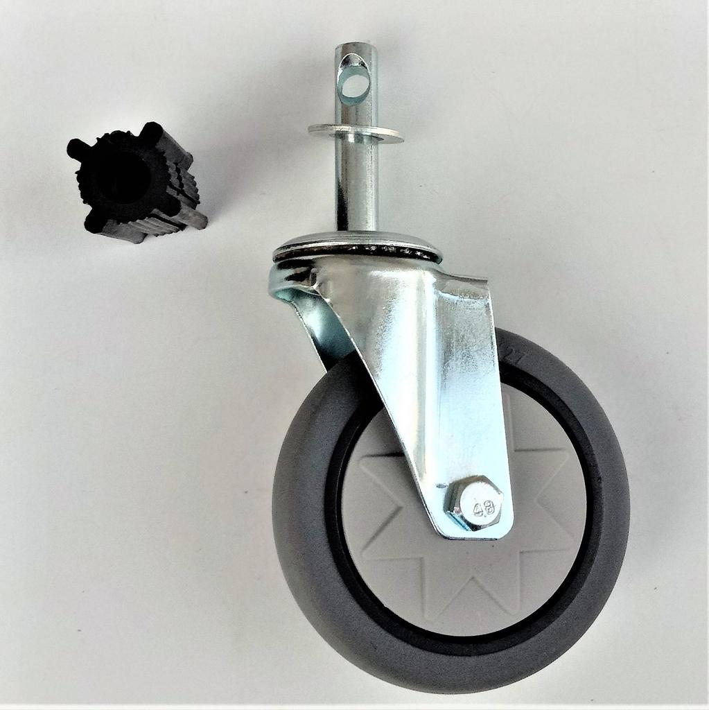 Grey Silent 4-inch Elastic Wheel Medium Square Caster for Carts