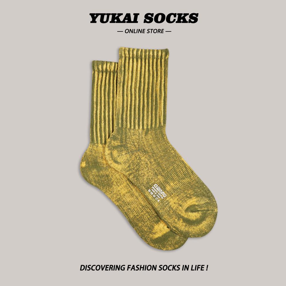 

Модные толстые носки в индустриальном стиле с узором «тай-дай» — унисекс, средней длины, стиль осень/зима One Size 36-44