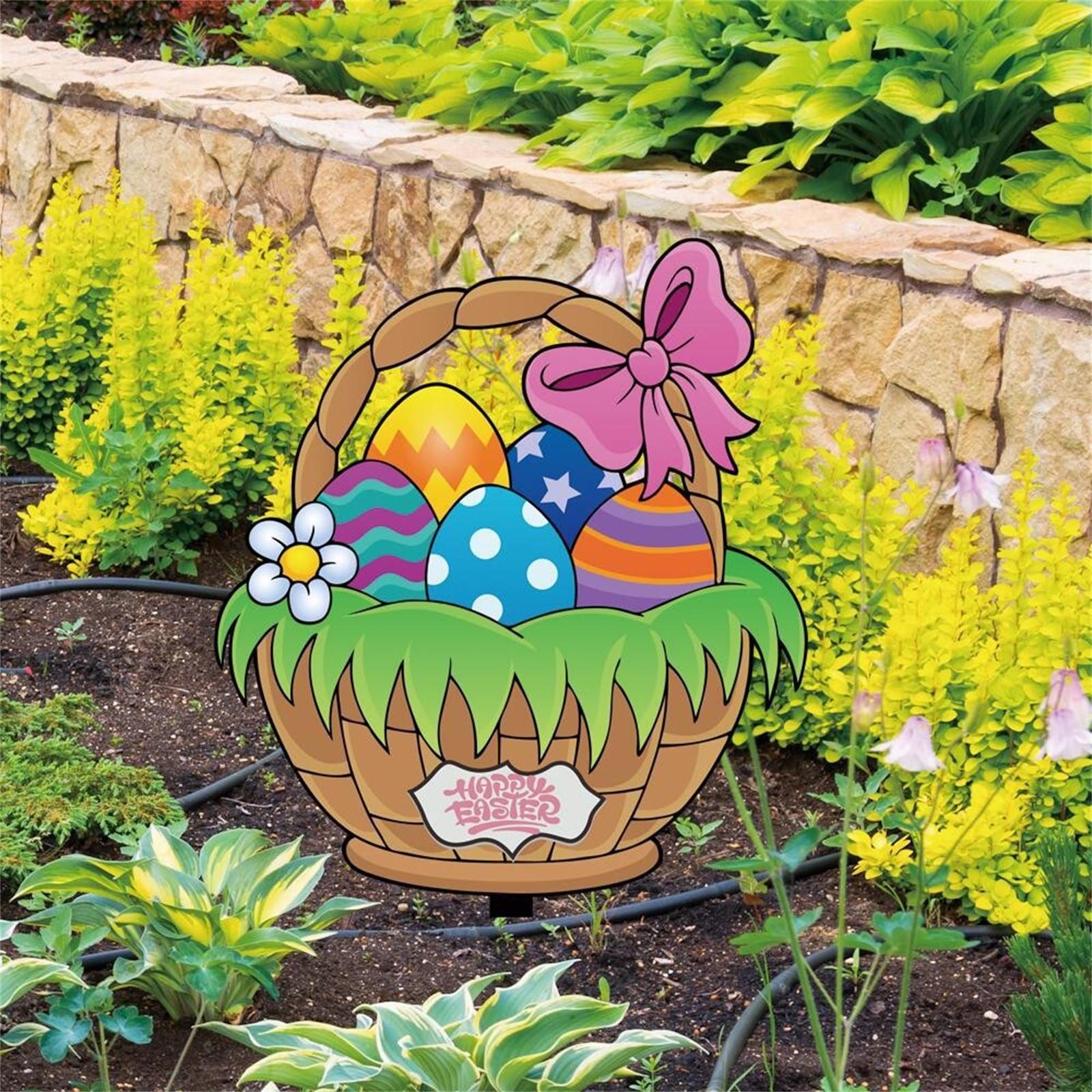 

Easter Decorations Outdoor Yard Signs Easter Gnomes Bunny Eggs Basket Signs With Stakes For Spring Easter Garden Yard Decorations Outside One Size