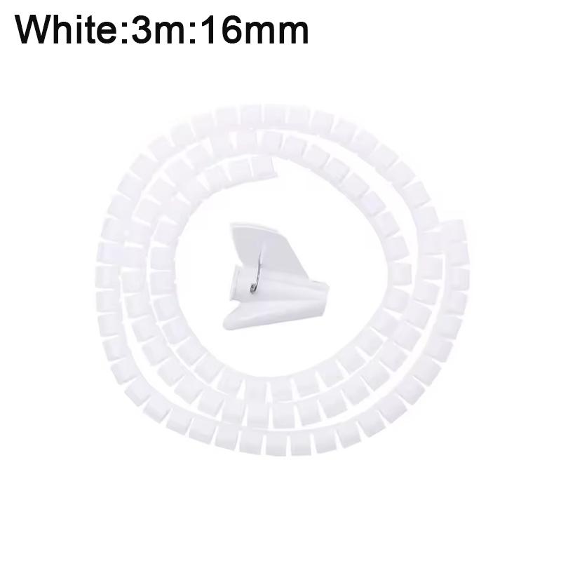 3M 16mm Flexible Spiral Cable Wire Protector Cable Organizer Computer Cord Protective Tube Clip Organizer Management Tools
