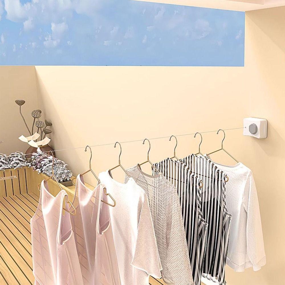 Wall Mounted Clothes Line Dryer Retractable Laundry Drying Hanger Bathroom Storage