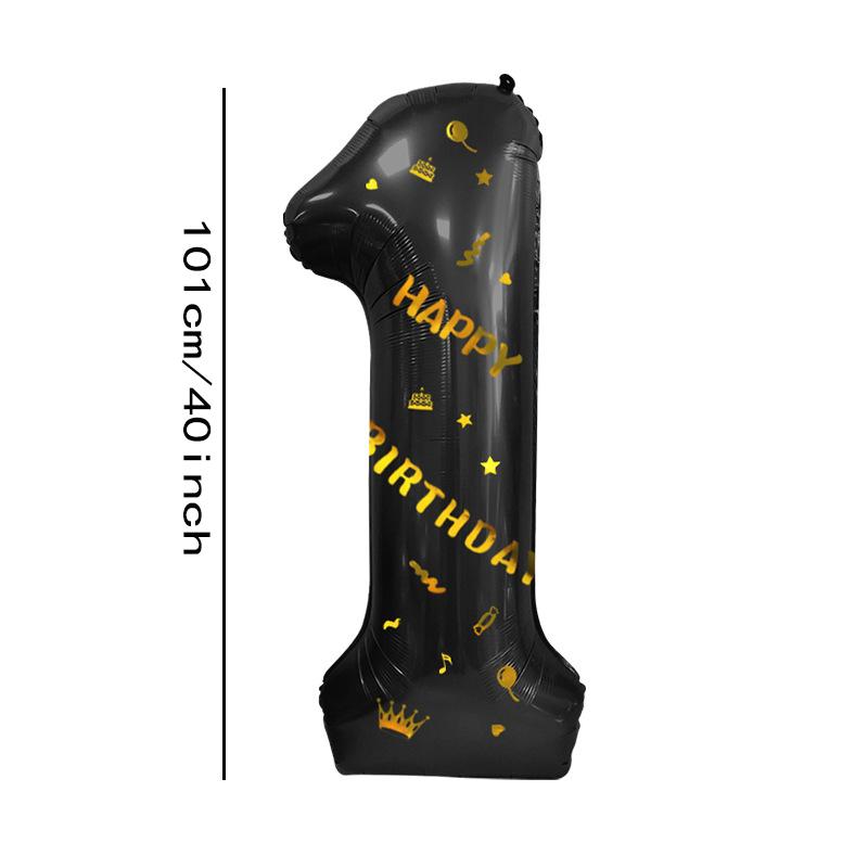 1 Stück 40 Zoll Große Schwarze 0-9 Ballonkrone Aluminiumfolienballon Für Geburtstagsfeiern Jubiläen Feiertagsdekoration Geschenke