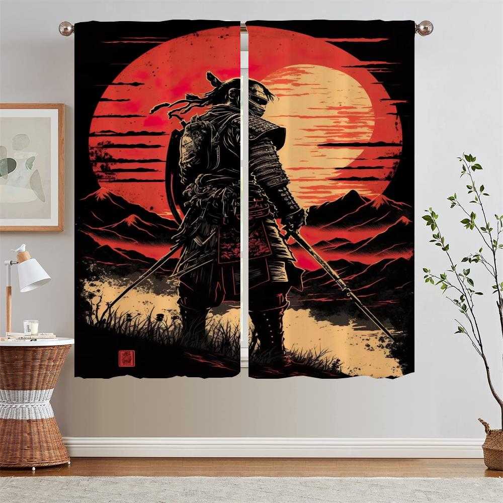 Japanese Samurai Cheap Things With Free Shipping for Home Interior Curtains for Living Room Blind Cover Curtain Tiebacks Blinds
