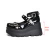 Fashion New Ladies Goth Platform Pumps Fashion Heart Buckle Rivet Punk Wedges High Heels Women's Pumps Party Street Shoes Woman Cosplay