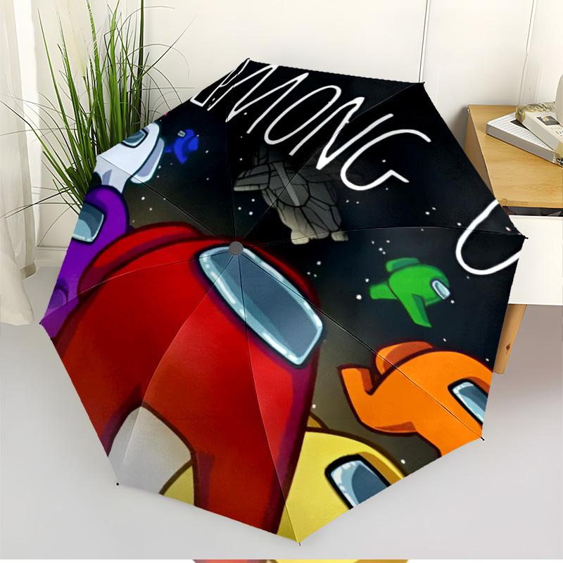 Among Us Print Automatic Open Close Umbrella, Portable Foldable Umbrella, for Outdoor Commute Camping Trip, Ideal Birthday Gift