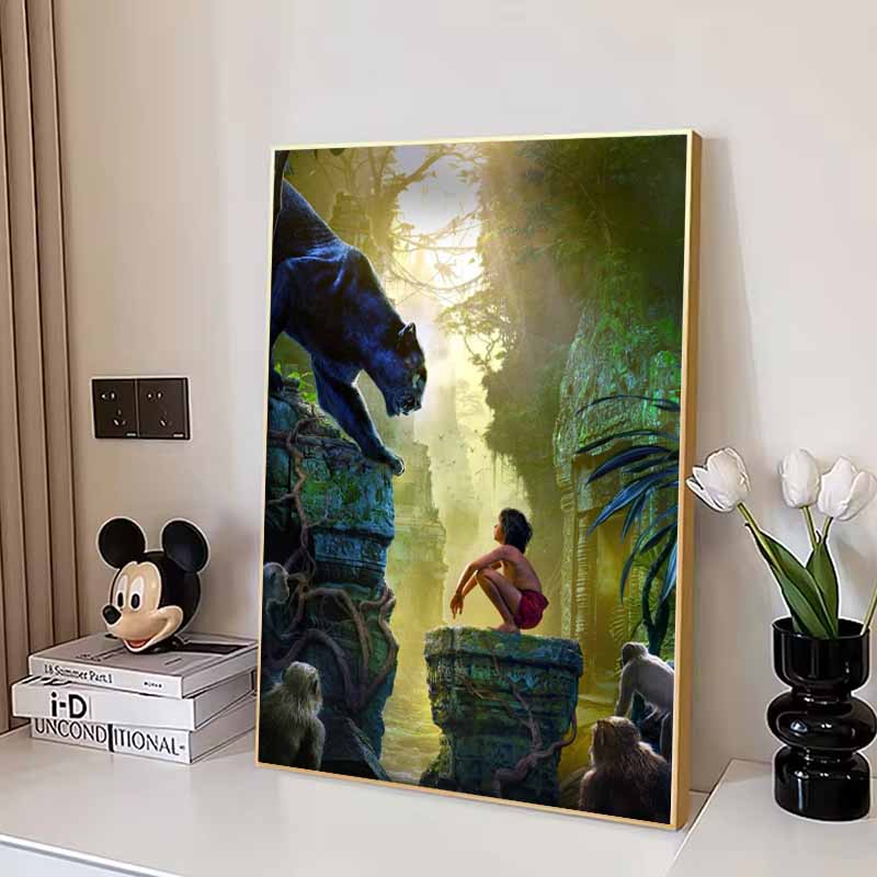 Disney 5D DIY Diamantmalerei Klassische Szenen Illustrationen Aus dem Dschungelbuch Cartoon Vollständiges Diamantmosaik Kunst Wanddekorations-Set