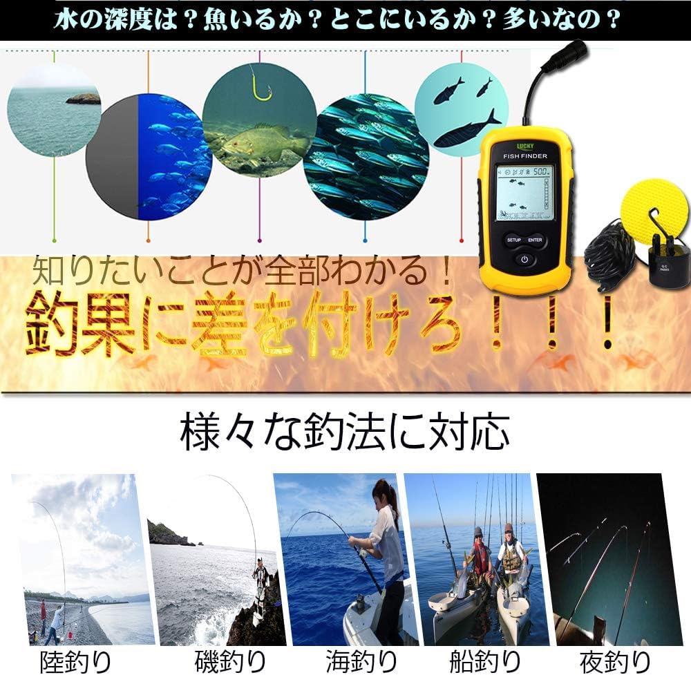 LUCKYLAKER Tragbarer Fischfinder, Kajak-Fischfinder, Barschfischen, Stintfischen, Gyotan Fischfinder, Guter Fang