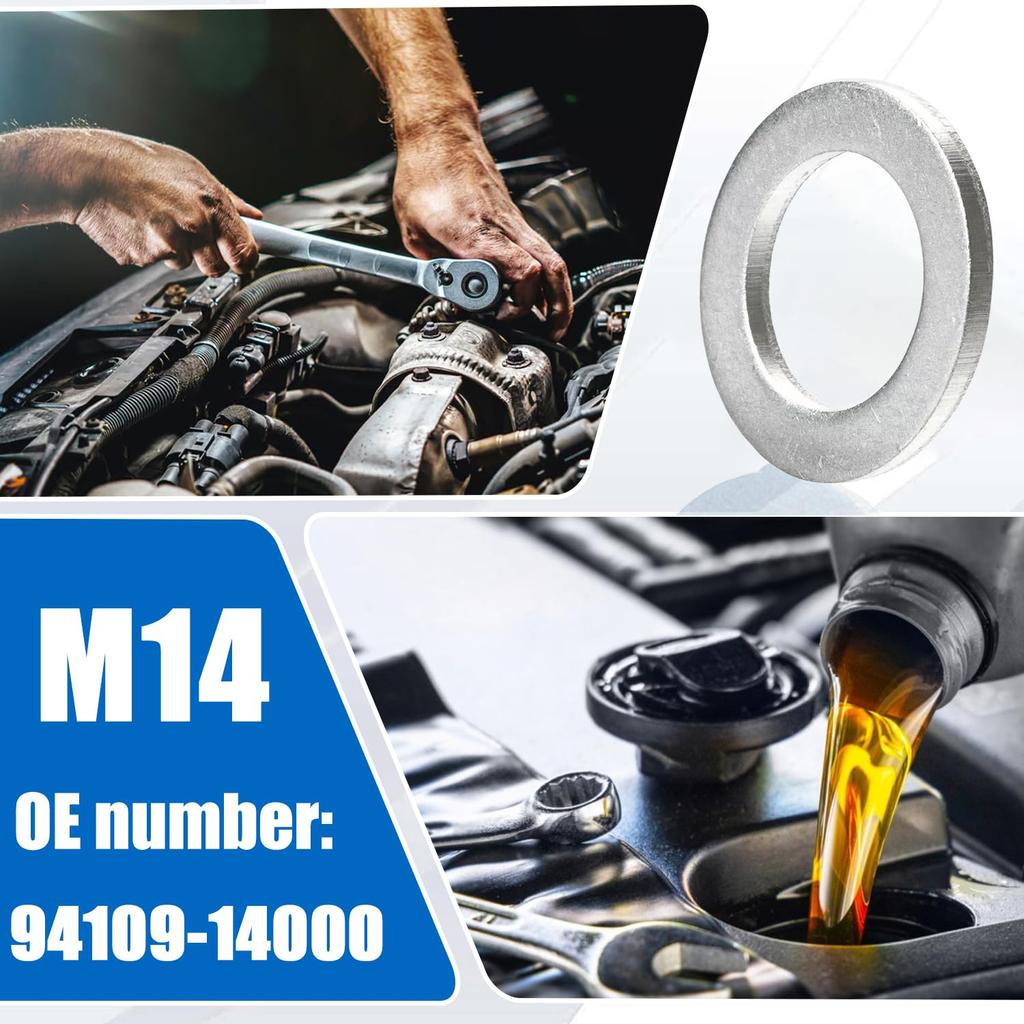94109-14000 Oil Drain Plug Gasket Washer Crush Seal-14mm Replacement for Acura Honda for Chevrolet Eagle for Isuzu Jeep Kia for Lexus Saturn
