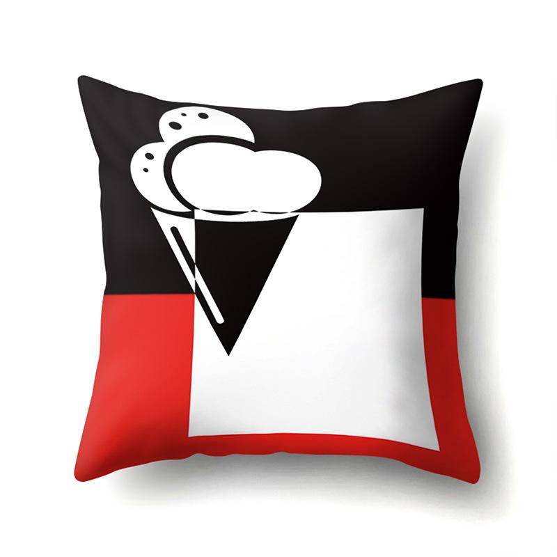 Polyester Pillow Case Car Black and Red Geometric Circle Lines Decorative Home Print Pillow Bedside Cushion Cover
