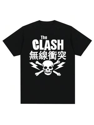 New Crew Neck The Clash   Vintage Design Print Graphic T Shirt Men Music Rock Band Cotton Tees Unisex Clothing Top