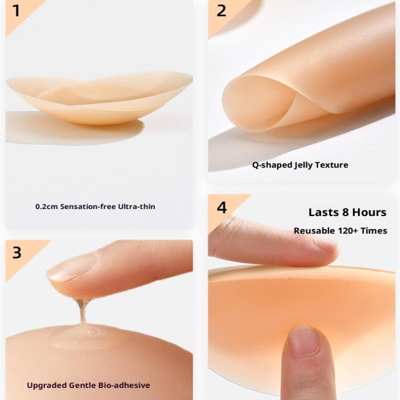 1Pair Silicone Nipple Covers Seamless Reusable Skin-Friendly Liners Adhesive Breast Boob Tape Invisible Chest Stickers