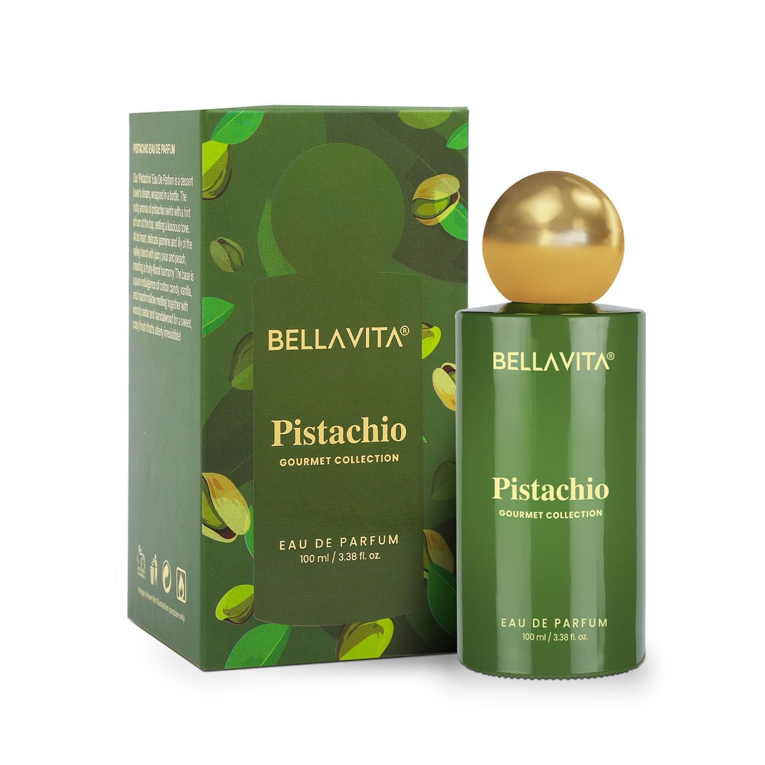 

BELLAVITA Gourmet Collection Pistachio Long Lasting Unisex Perfume EDP 100ml Floral Woody Sweet Fragrance
