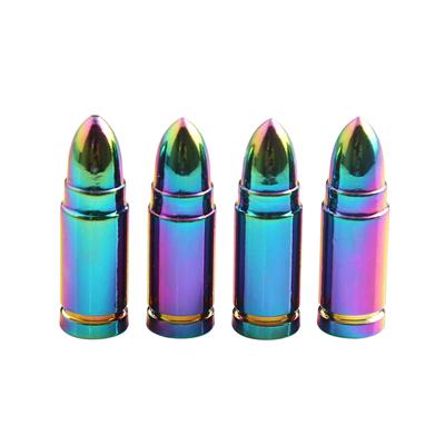 Bullet-Typ-Ventilkappen aus Aluminiumlegierung, US-Standard, schillernde Farbe, Reifenventil-Staubkappen für Autos