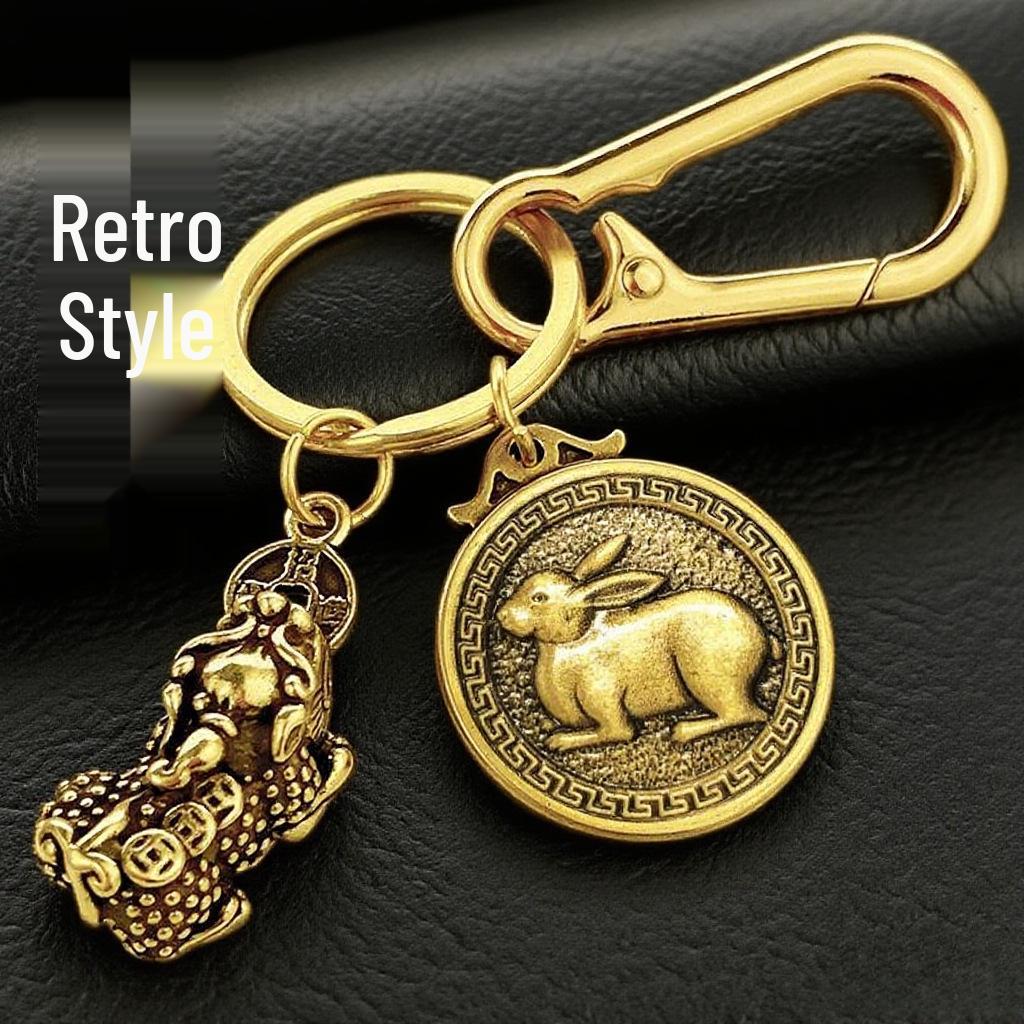Fortune Keychain: Wealth-Attracting Pixiu & Zodiac Pendant for Road Safety