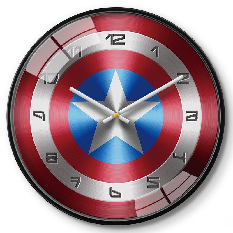 Marvel Captain America Iron Man Spider-Man Muster Wanduhr für Kinderzimmer Dekoration