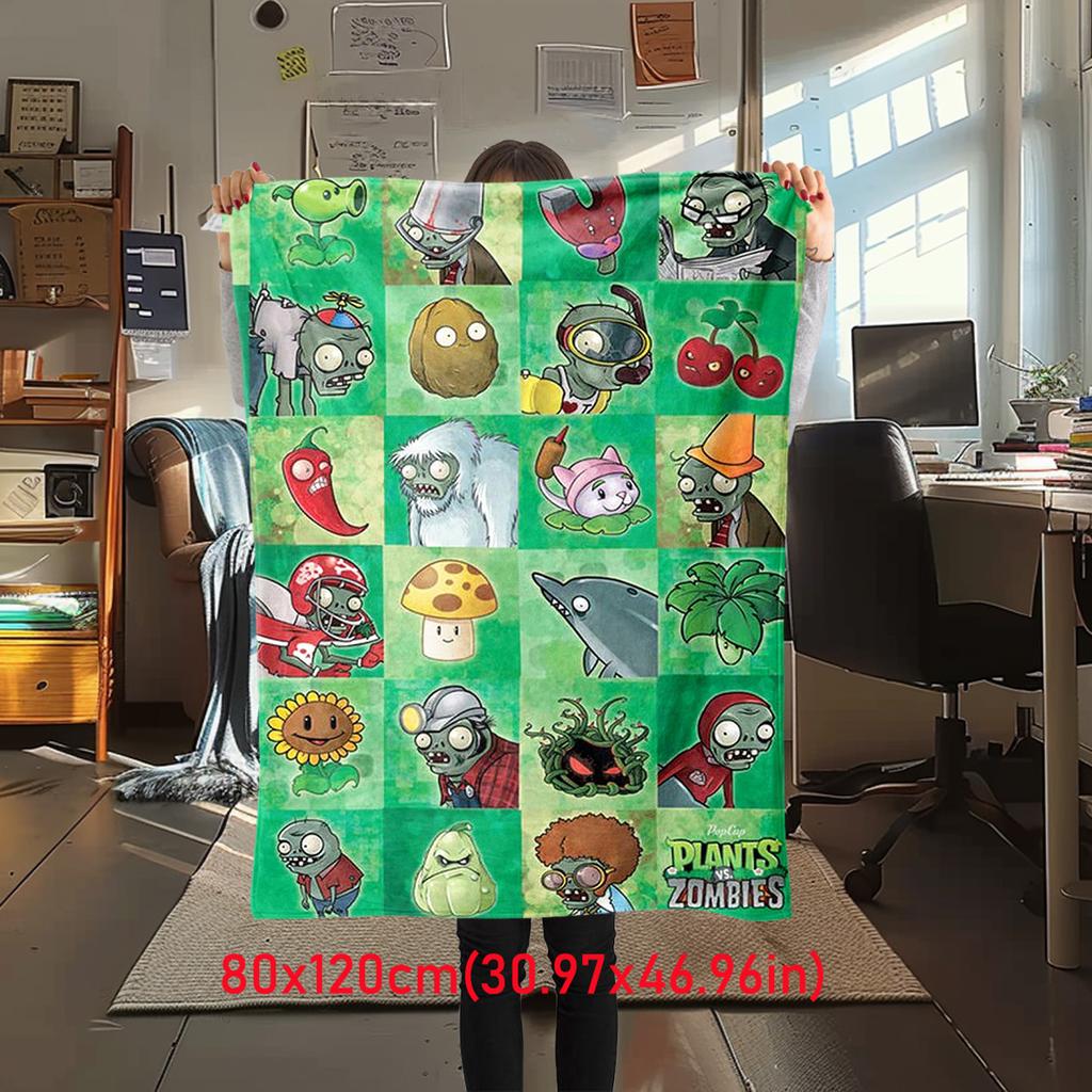Plants Vs Zombies Plüschdecke Weich Bequem Für Alle Jahreszeiten Geeignet Sofa Büro Nickerchen Reisen Festliches Geschenk