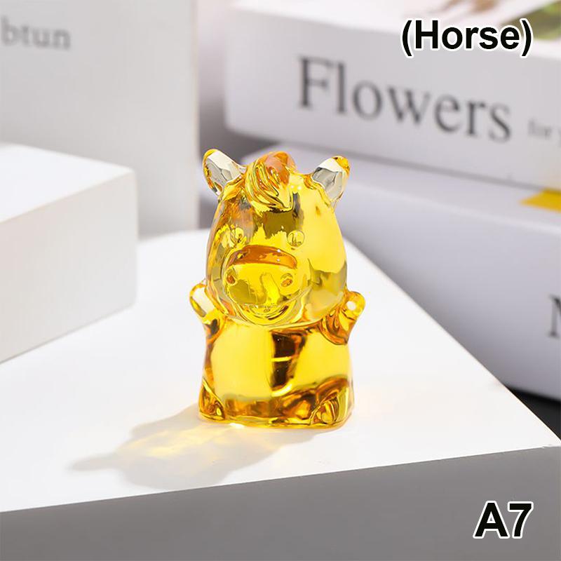 Crystal Mini Twelve Zodiac Ornaments Cute Little Animal Model Mouse Ox Tiger Rabbit Dragon Snake Desktop Decor Home Decor Gifts