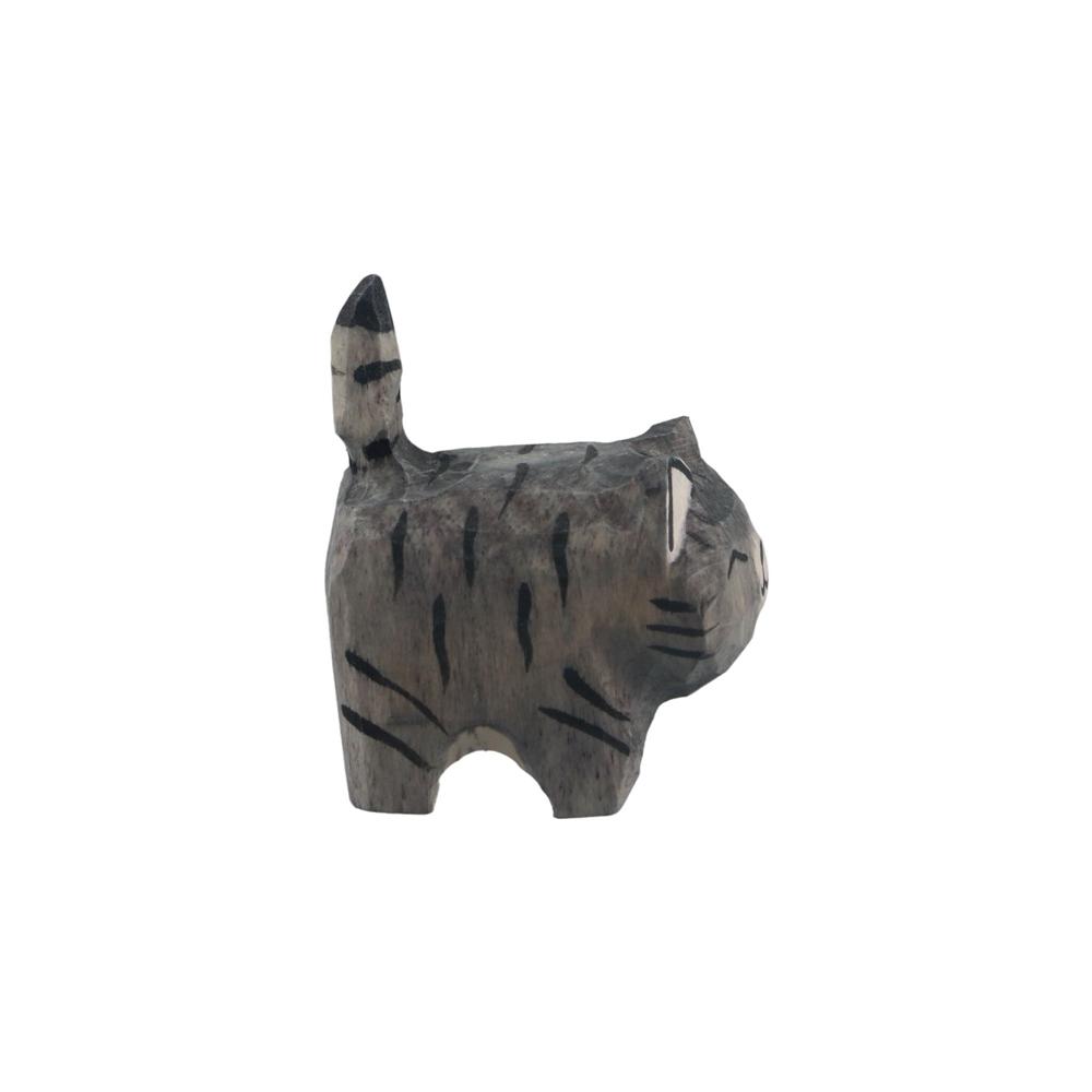 Orange Cat Wood Carving Kitten Handmade Cat Figurines Cute   Home Decor