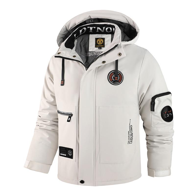 Men's Winter Coat With Multiple Pockets Windproof Thick Parka Jacket Warm Cargo Military Jackets Work Coat with Hooded Thermal Outerwear for Men
