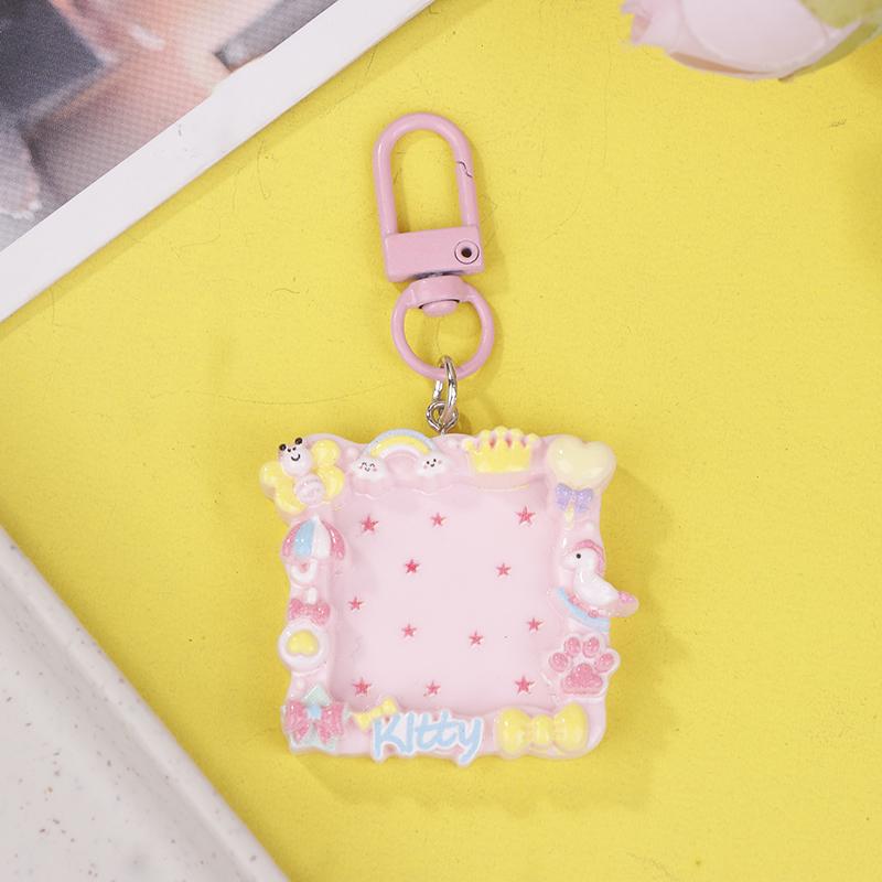 

Cute Cartoon Picture Frame Keychains Diy Card Album Mini Photo Frame Pendant Keyring For Women Girls Headphone Case Bag Ornament
