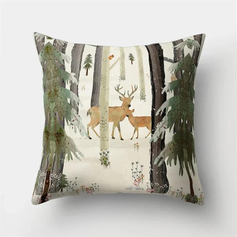 Cute Animal Dog Deer Bear Cushion Cover Home Living Room Sofa Bedroom Decoration Throw Pillow