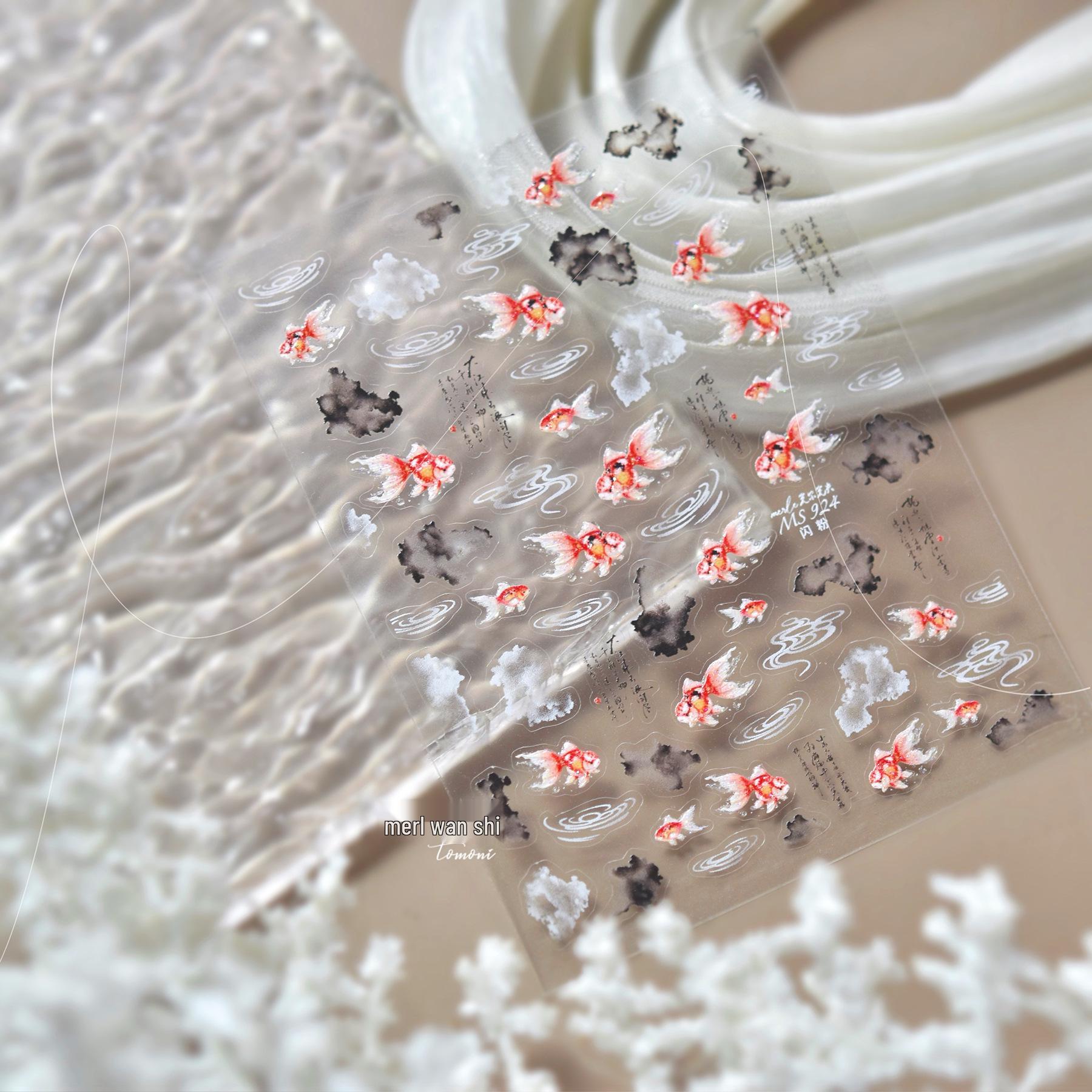 Tomoni & Moshishanfen Glitter Chinese Koi Nail Art Stickers - New Instagram Hot Style