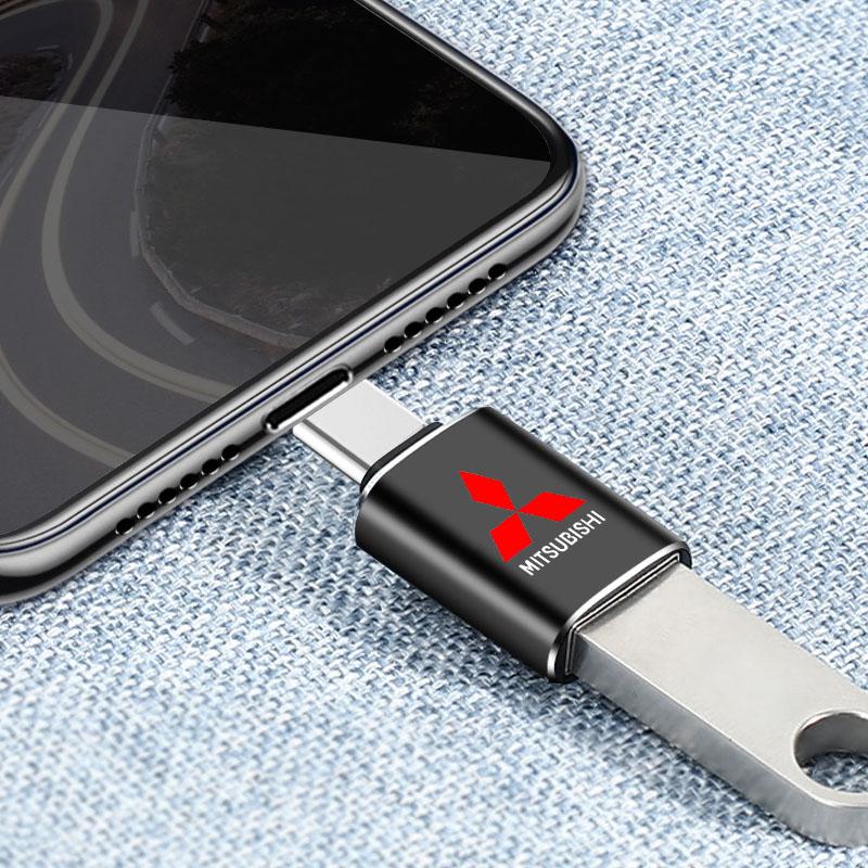 Car Usb Type C Cable Converter Charging Adapter For Mitsubishi Lancer Ralliart 10 3 9 EX Outlander 3 ASX L200 Accessories