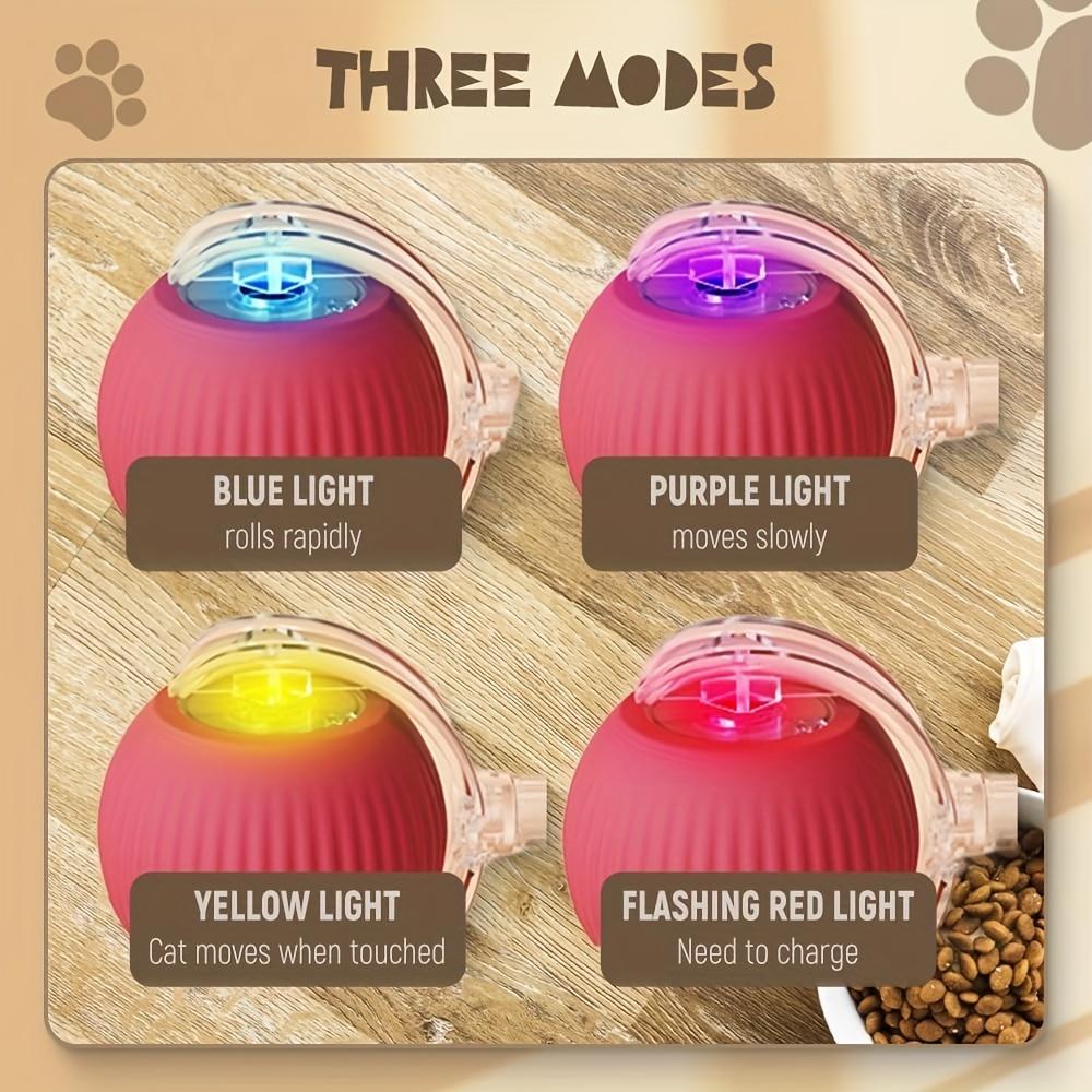 1SET 360 ° Automatic Rolling Pet Ball - Teeth Relief with USB Rechargeable LED Light, Durable Plastic Material for Cats and Dogs - Interactive Toys