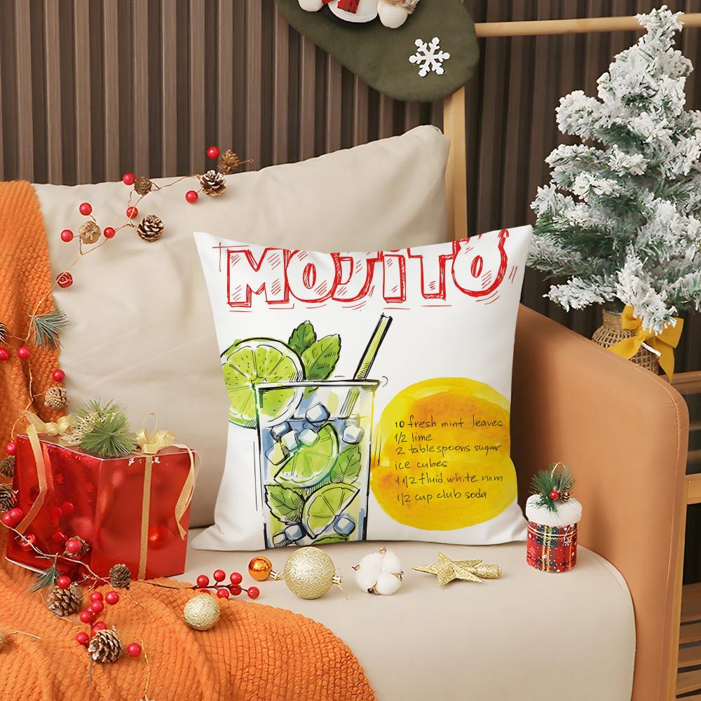 Natural M-Mojito Bar Beach Match Pillow Case Printing Pillowcase Living Room Sofa Cushion Cover Bedroom Room Decor