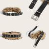 Solid Fashion Color Faux Fur Decoration Women Belt With Double Buckle Breasted