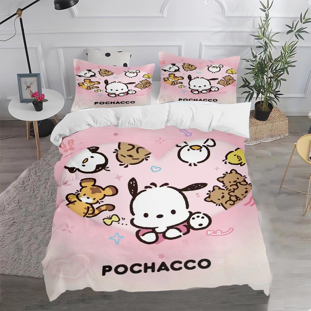 Pochacco Sanrio Quilt Cover Cartoon Puppy Anime Duvet Printed Comforter 100% Polyester Bedding Twin Size Children Gift