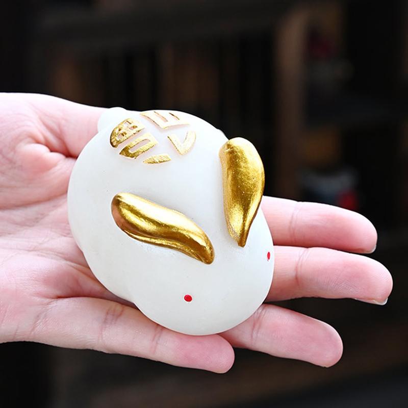 Čajové zvířátko měnící barvu Bílý králík Zlatý králík Doplňky na čajový stolek Mění barvu při zahřátí, Dekorační ozdoby