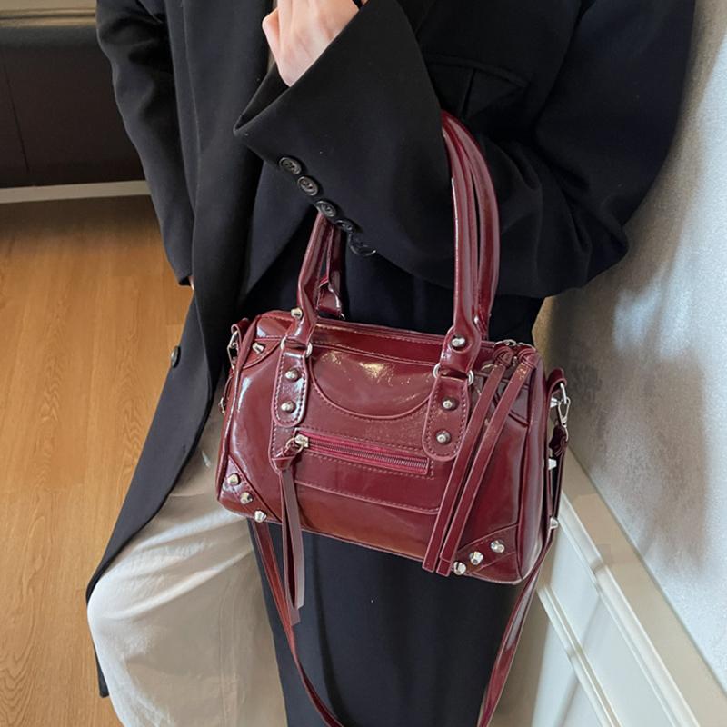 Faux Leather Solid Color Large Capacity Hobos Shoulder Bags for Women High Quality Versatile Undearm Ruched Handle Bags
