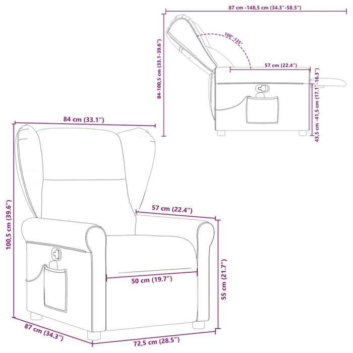 VidaXL Fauteuil de massage inclinable Gris foncé Tissu, fauteuil de massage, fauteuil, fauteuil canapé, fauteuil de bureau 4015667