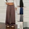 Damen Satin Weite Hosen Elastischer Bund Kordelzug Locker Lässig Hosen Tägliche Kleidung