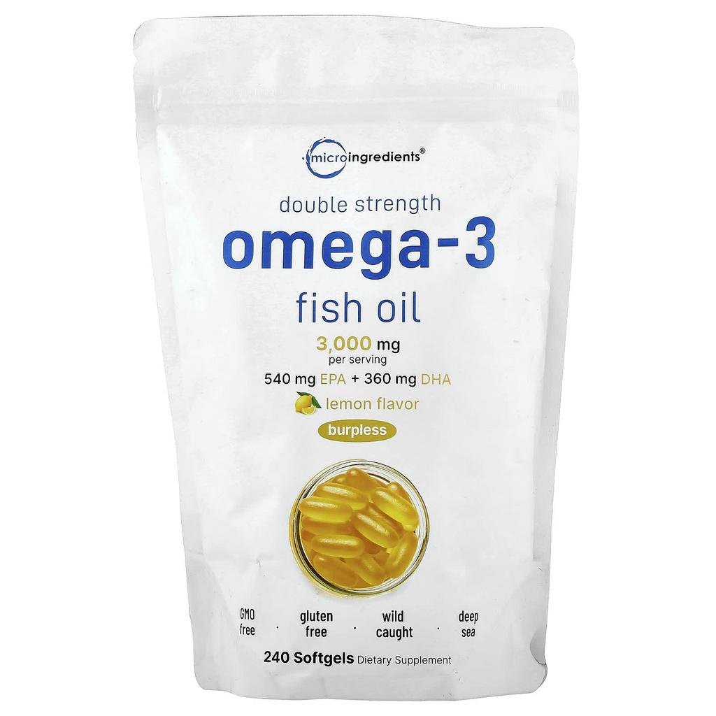 Micro Ingredients, Omega-3 Fish Oil, Lemon, 240 Softgels (1,000mg per softgel)