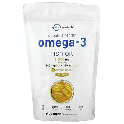 Omega-3 rybí olej Dvojitá síla Citron 240 měkkých kapslí (1 000 mg na měkkou kapsli)