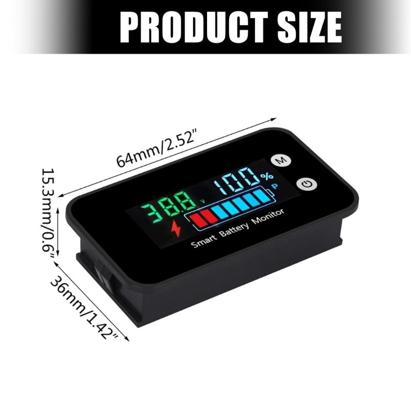 LED-Display Voltmeter Wasserdicht Auto-Batterie Ladezustandsanzeigen 7-100V Lithium-Batteriekapazitätstester