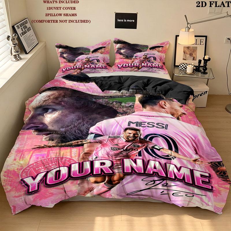 Lionel Messi Bedding Quilt Set Quilt Cover Pillowcase Home Decoration Birthday Gift (1 * duvet cover + 2 * pillowcase, without core)