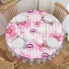 Round Luxury High 3D Floral Tablecloth Waterproof Oil-Proof Table Covers 60 Inch Fashion Trend 3D Flowers Table Cloth