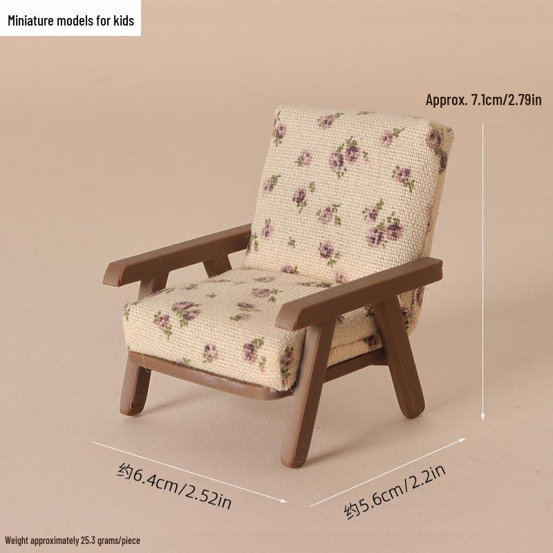 1:12 Scale Miniature Floral Sofa Chair - Dollhouse Furniture