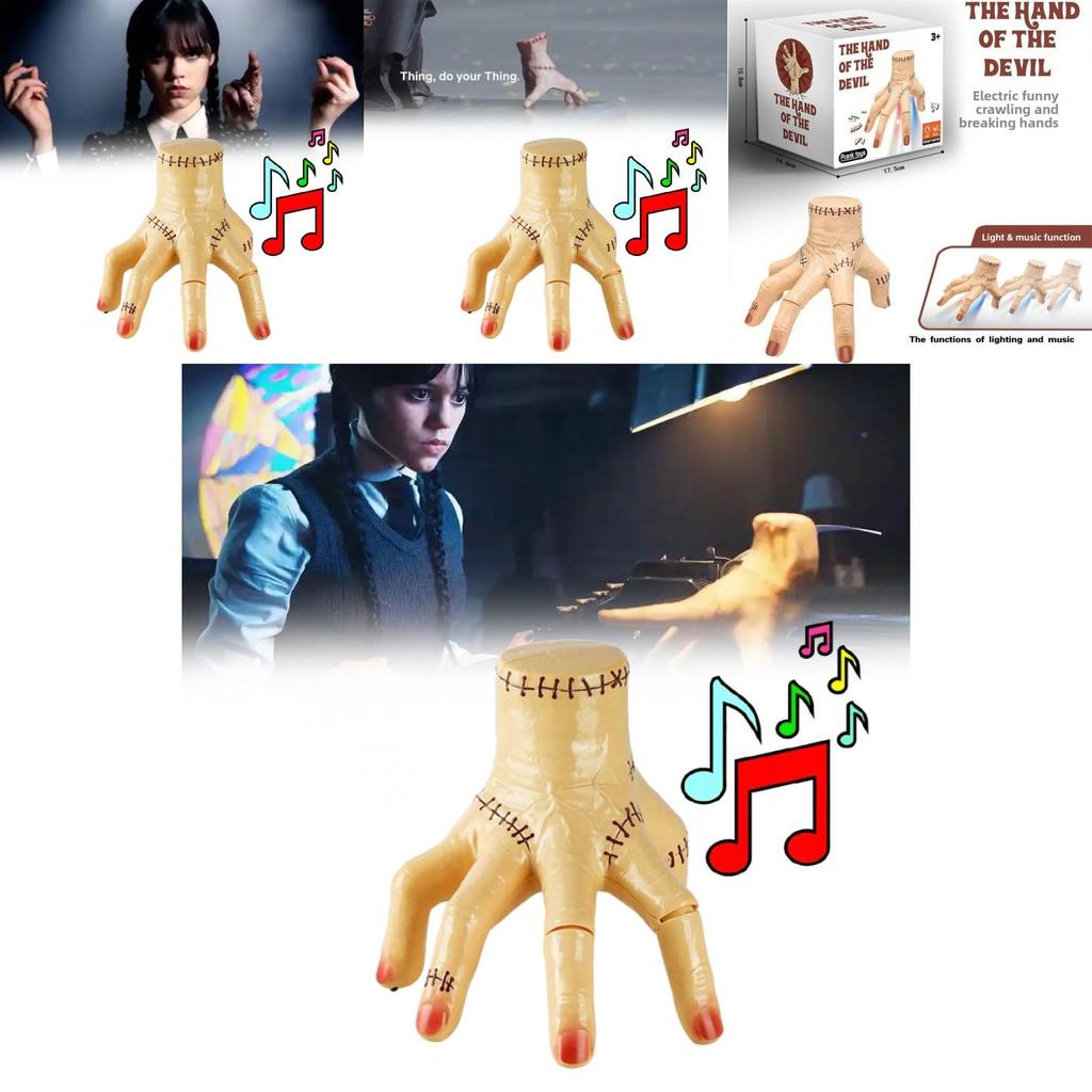 Wednesday Addams Thing Halloween Krabbelnde Hand Spielzeug Mit Lichtern Musik Spaß Streich
